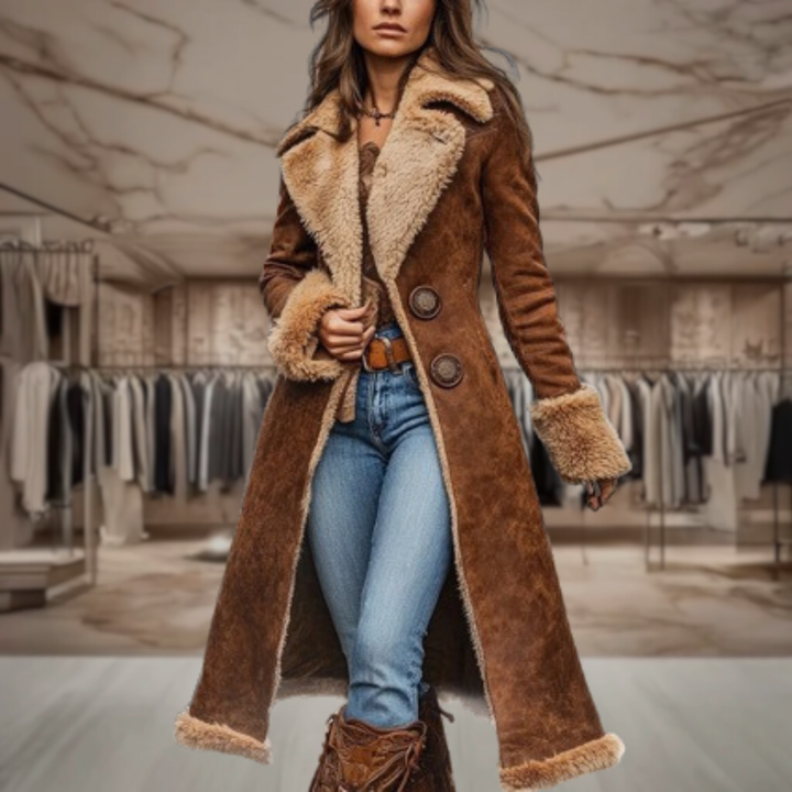 Women's Shearling Suede Coat  | Irene
