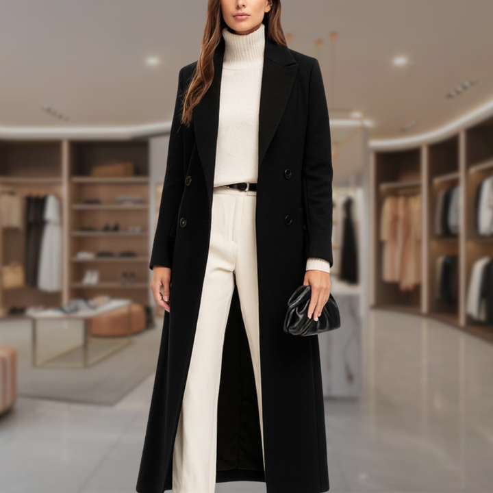 Women's Double Breasted Wool Overcoat | Nadia