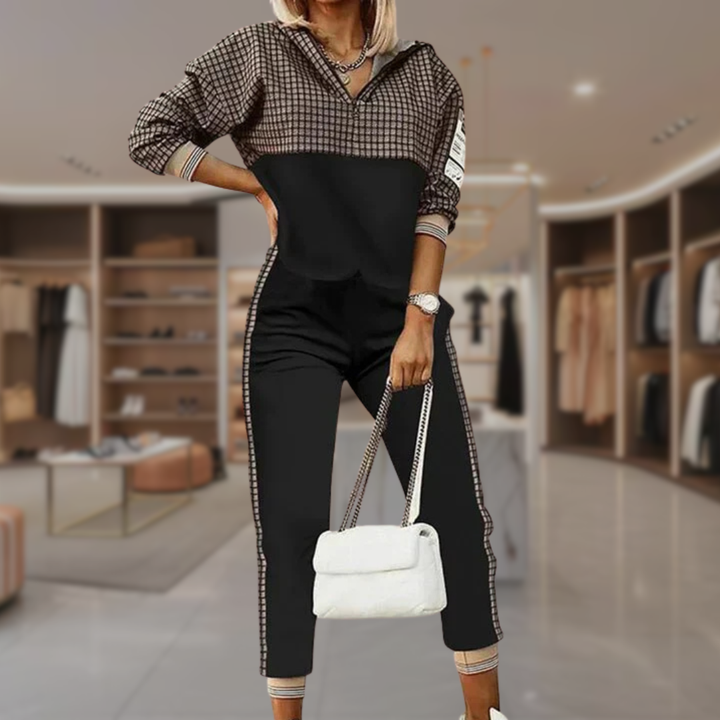 Women’s Checkered Quarter Zip Sweater Set | Jaylen