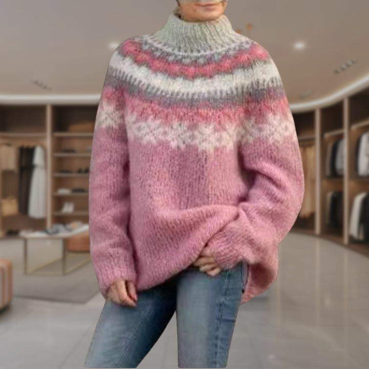 Women's Oversized Fair Isle Turtleneck Sweater | Tamia