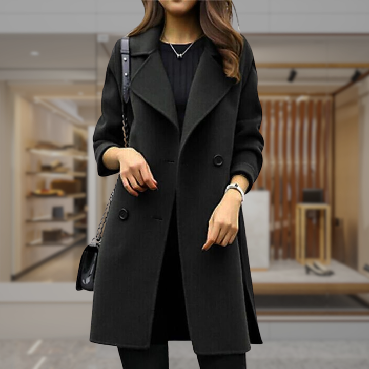 Women's Double Breasted Wool Coat | Tiara