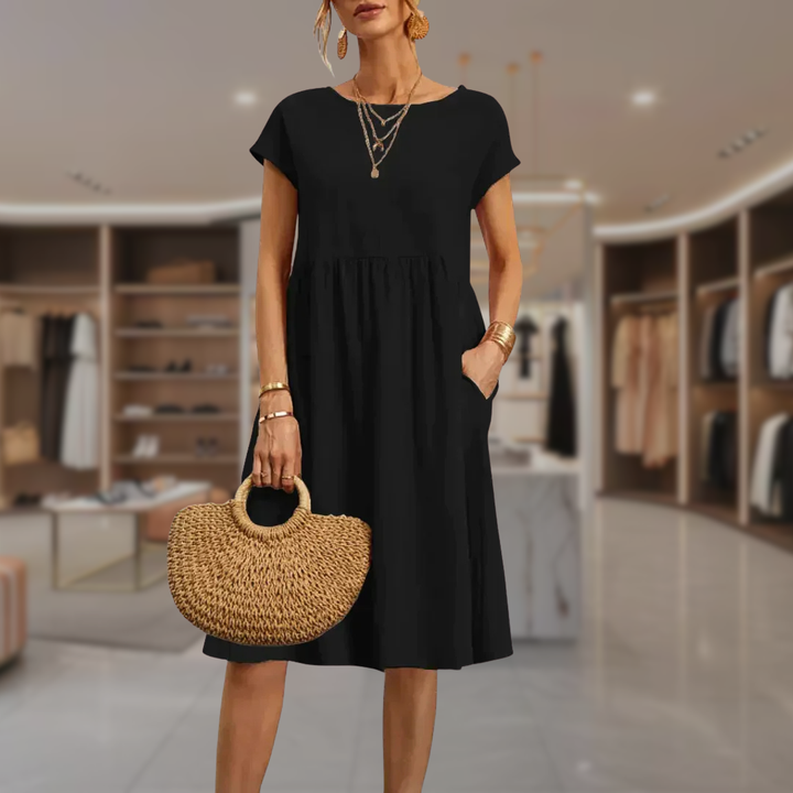 Women’s Linen Empire Waist Midi Dress | Megan