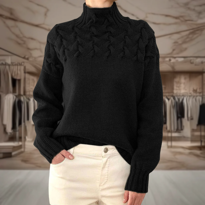Women’s Cable Knit Turtleneck Sweater | Keyla