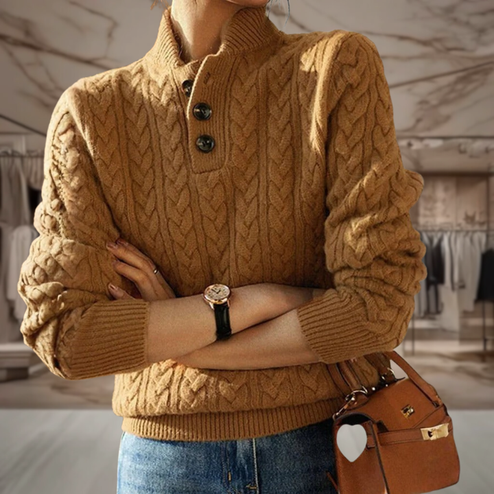 Women's Cable Knit Mock Neck Sweater | Aspen