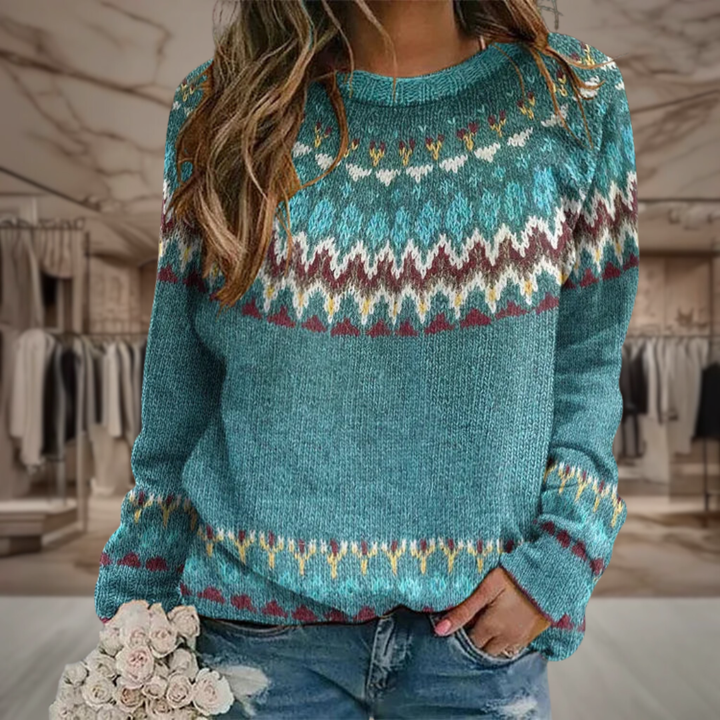 Women’s Fair Isle Knit Pullover Sweater | Kyra