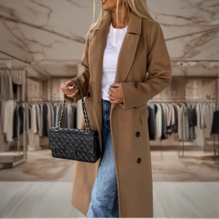 Women’s Double Breasted Wool Overcoat | Giana