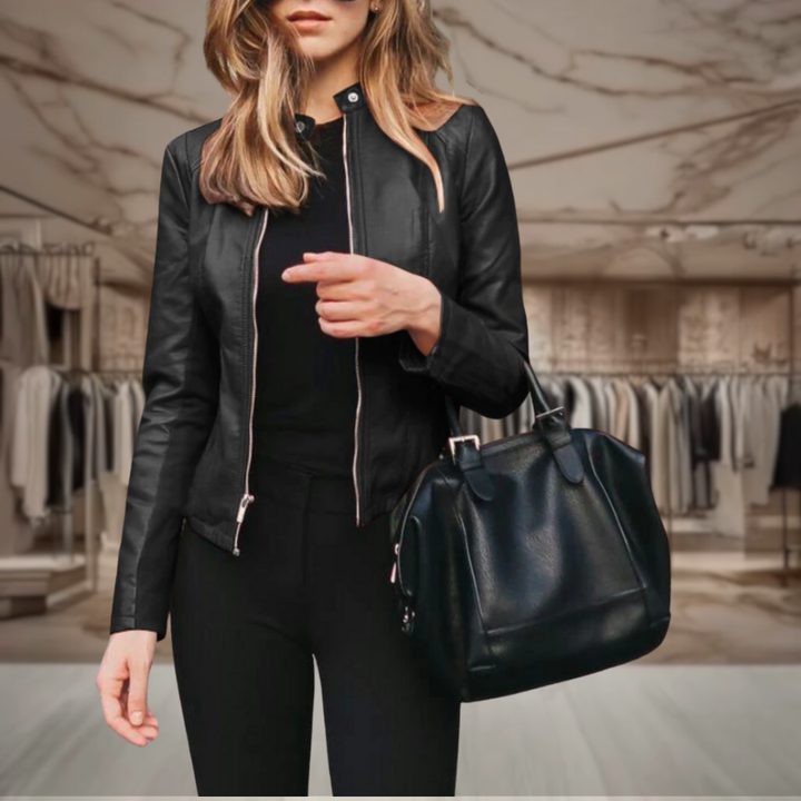 Women’s Fitted Leather Jacket Zip Front | Nora