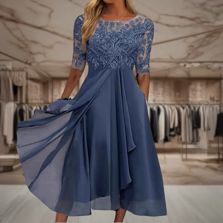 Women’s Lace Chiffon Midi Formal Dress | Ellen