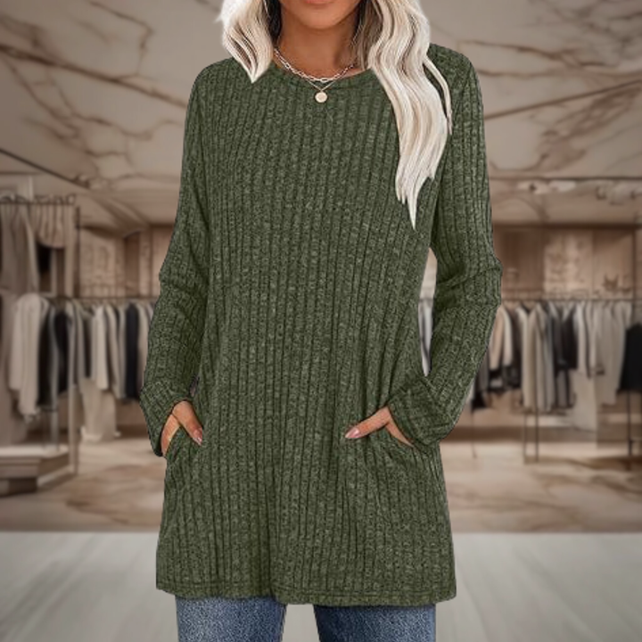 Women's Oversized Cable Knit Crewneck Sweater  | Alivia