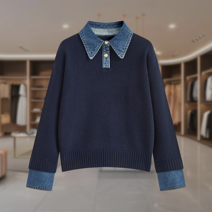 Women's Cotton Crewneck Knit Sweater | Riley