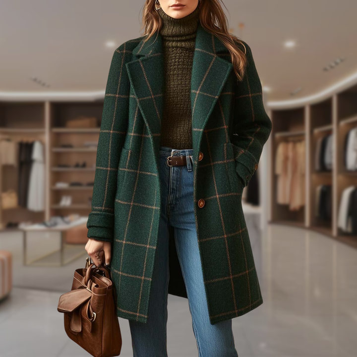 Women’s Check Button Front Coat | Taryn