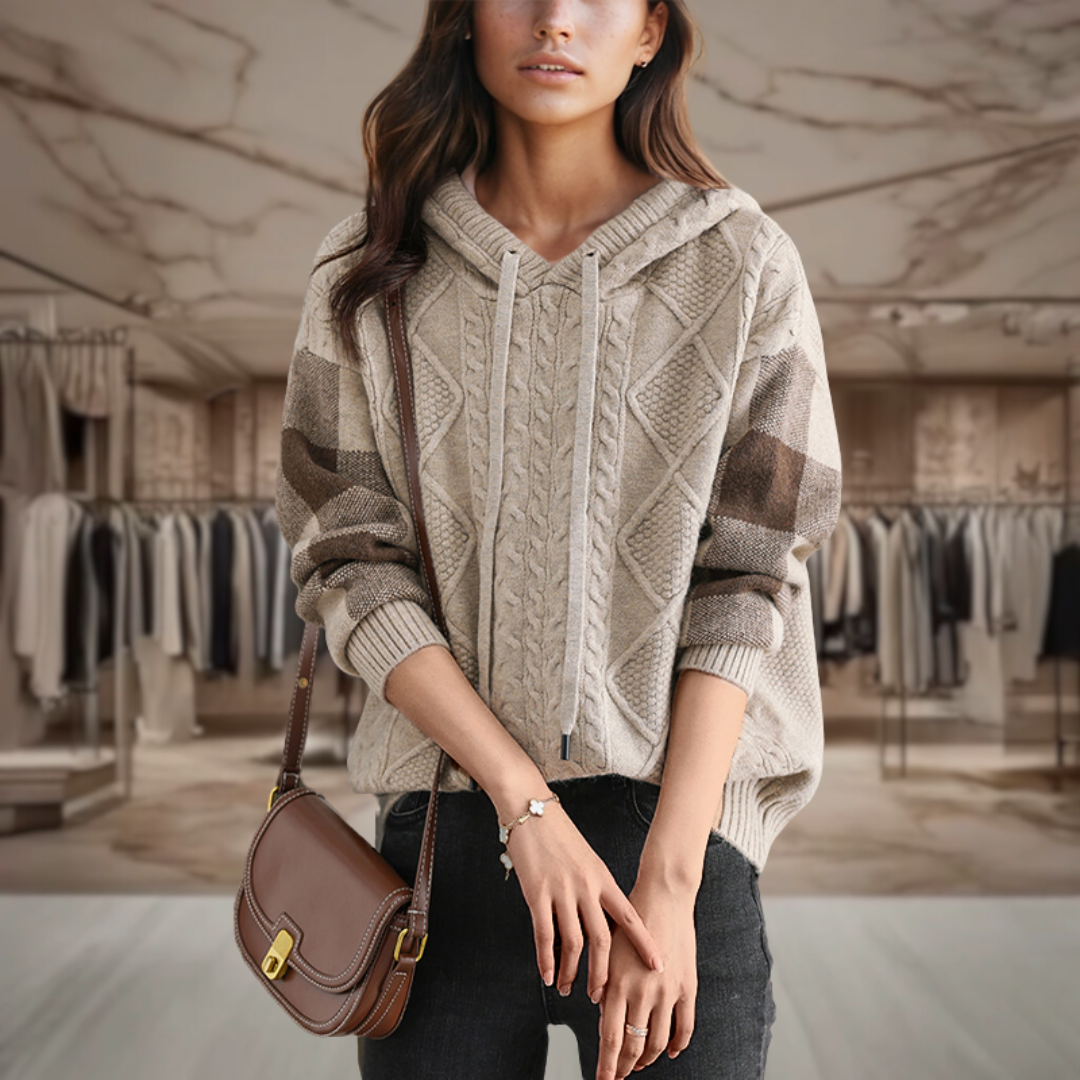 Women’s Cable Knit Hoodie Sweater | Sofia