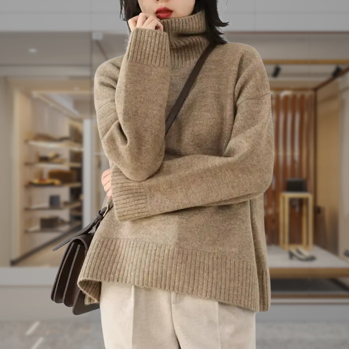 Women's Oversized Cropped Turtleneck Sweater | Kimora