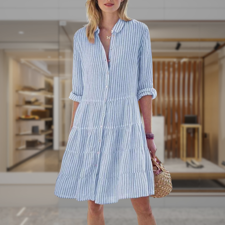 Women’s Striped Tiered Shirt Dress | Tiana
