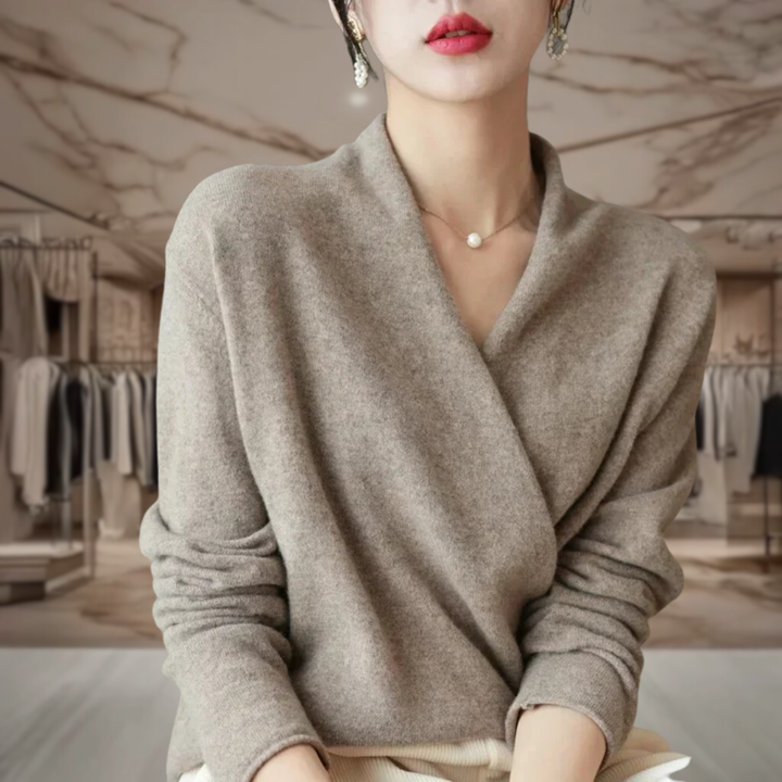 Women’s Wrap V Neck Pullover Sweater | Alice