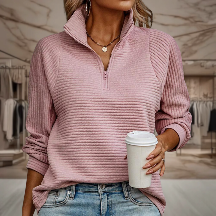 Women’s Textured Half Zip Pullover Sweater | Caye