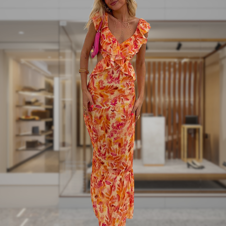 Women’s Floral Chiffon Maxi Dress | Angel