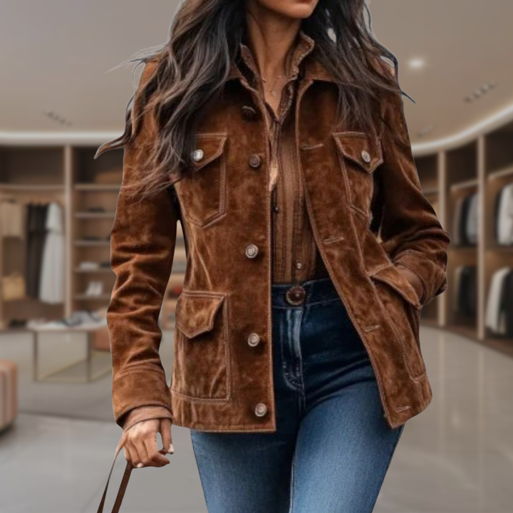 Women's Suede Utility Jacket | Emma