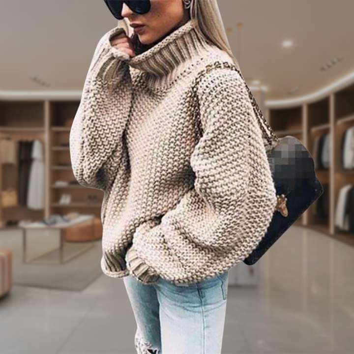Women’s Chunky Knit Turtleneck Oversized Sweater | Miya