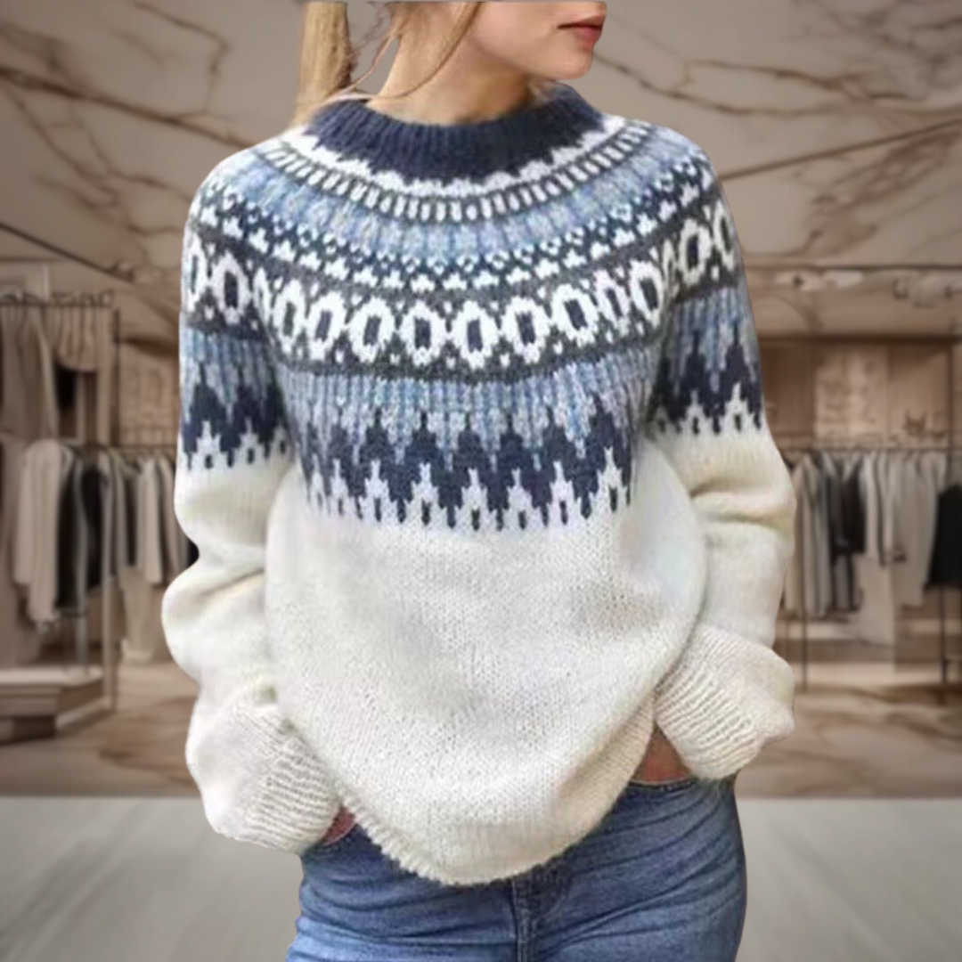 Women's Oversized Fair Isle Turtleneck Sweater | Tamia