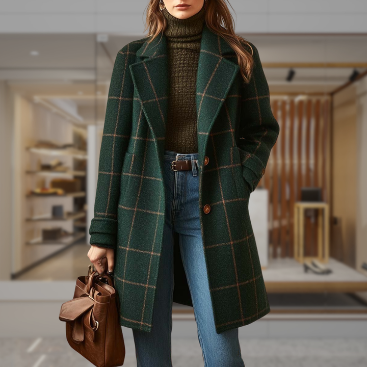 Women’s Check Button Front Coat | Taryn