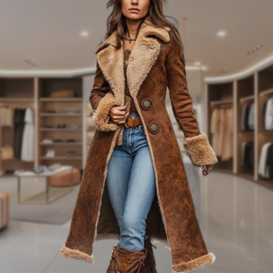 Women's Shearling Suede Coat  | Irene