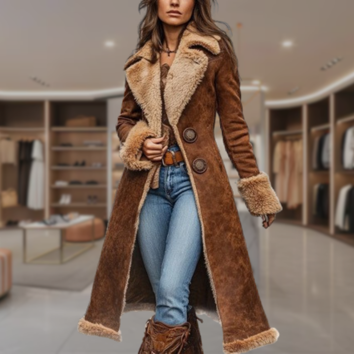 Women's Shearling Suede Coat  | Irene