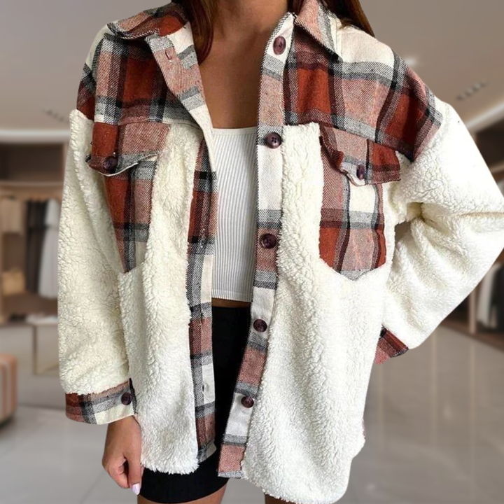 Women's Oversized Plaid Sherpa Shacket | Ann