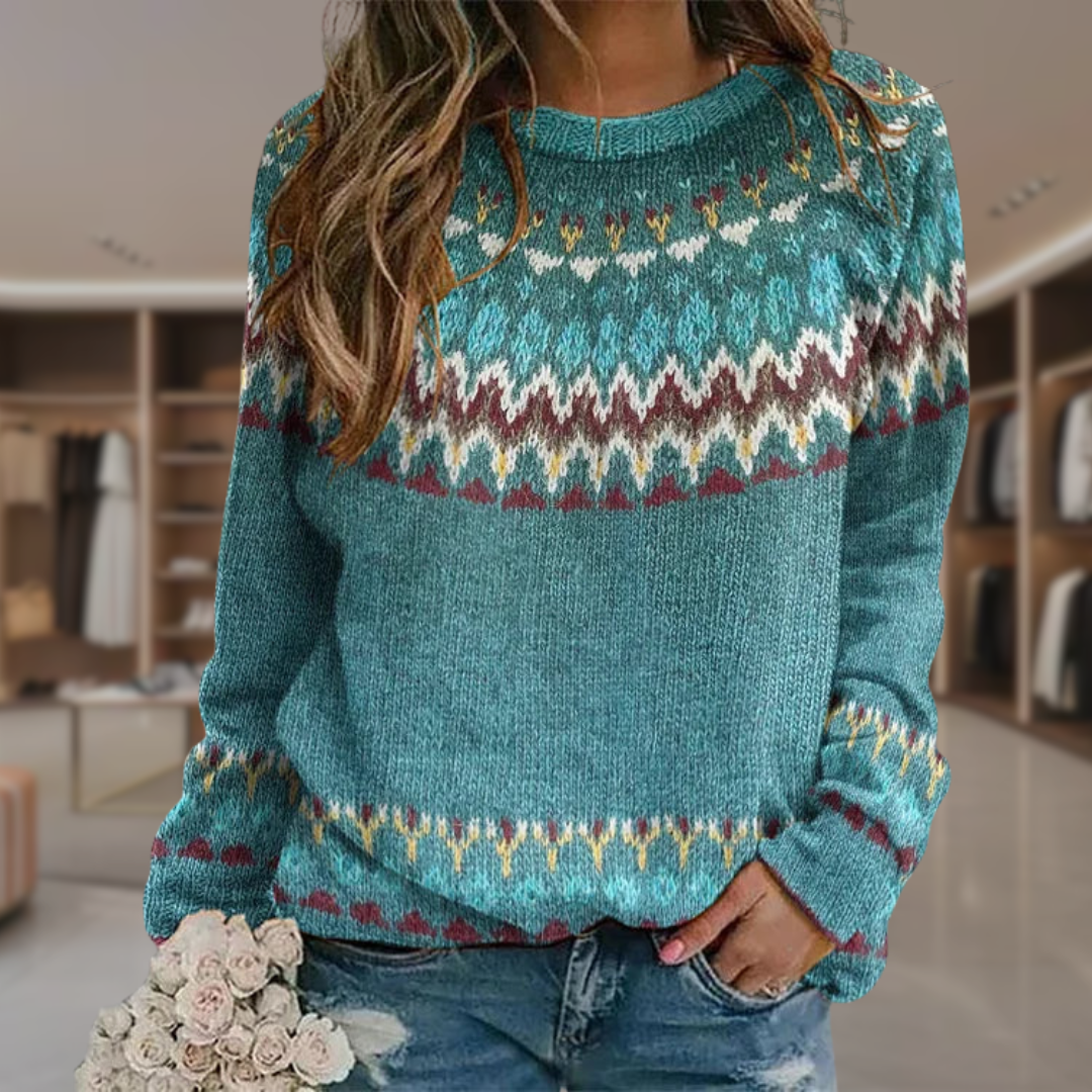Women’s Fair Isle Knit Pullover Sweater | Kyra