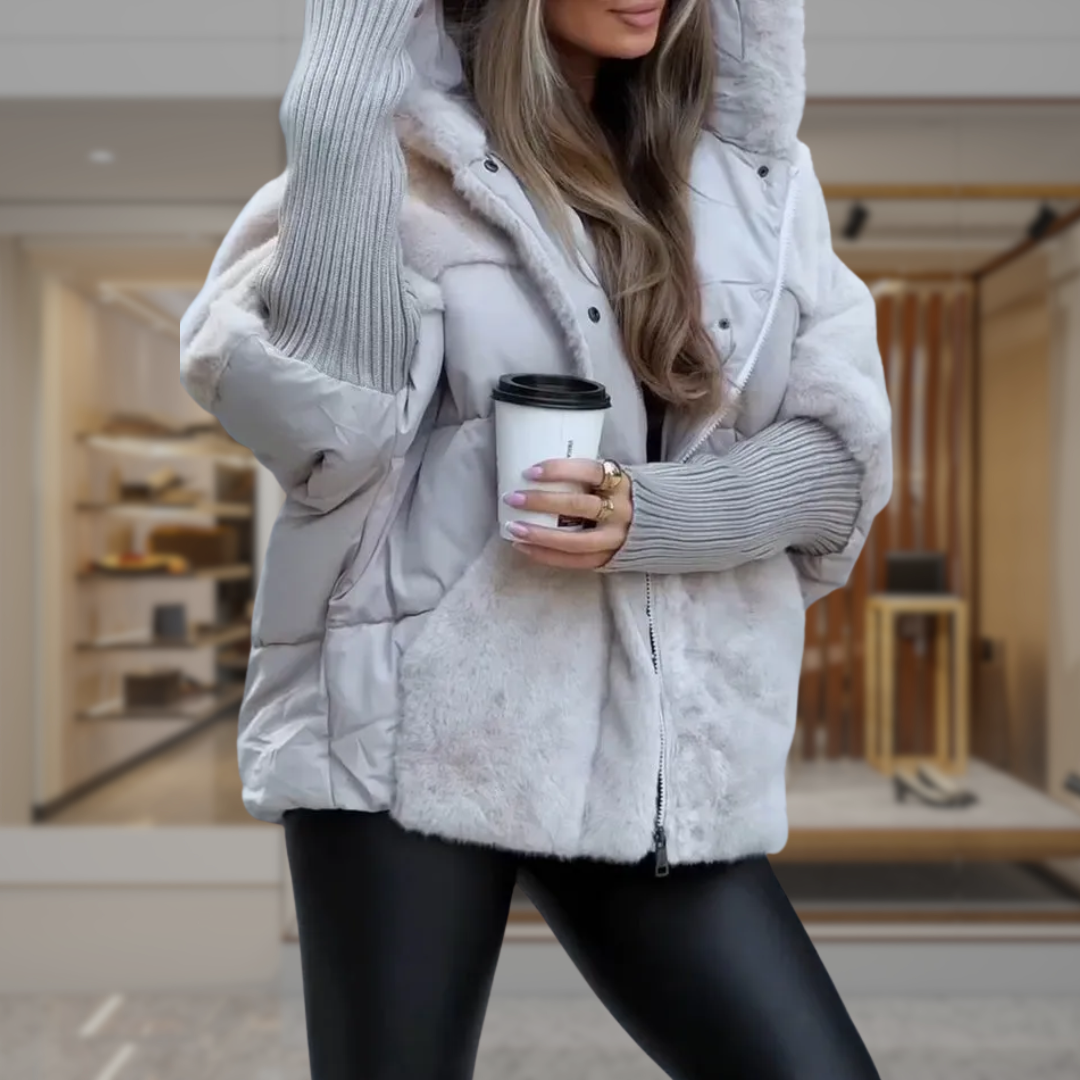 Women’s Faux Fur Puffer Jacket Hooded Winter Coat | Abbey