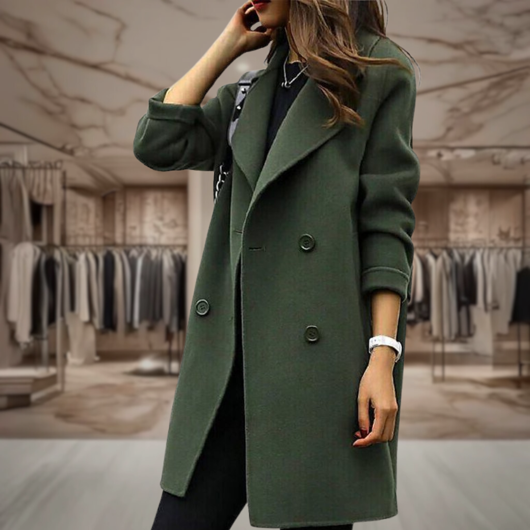 Women's Double Breasted Wool Coat | Tiara