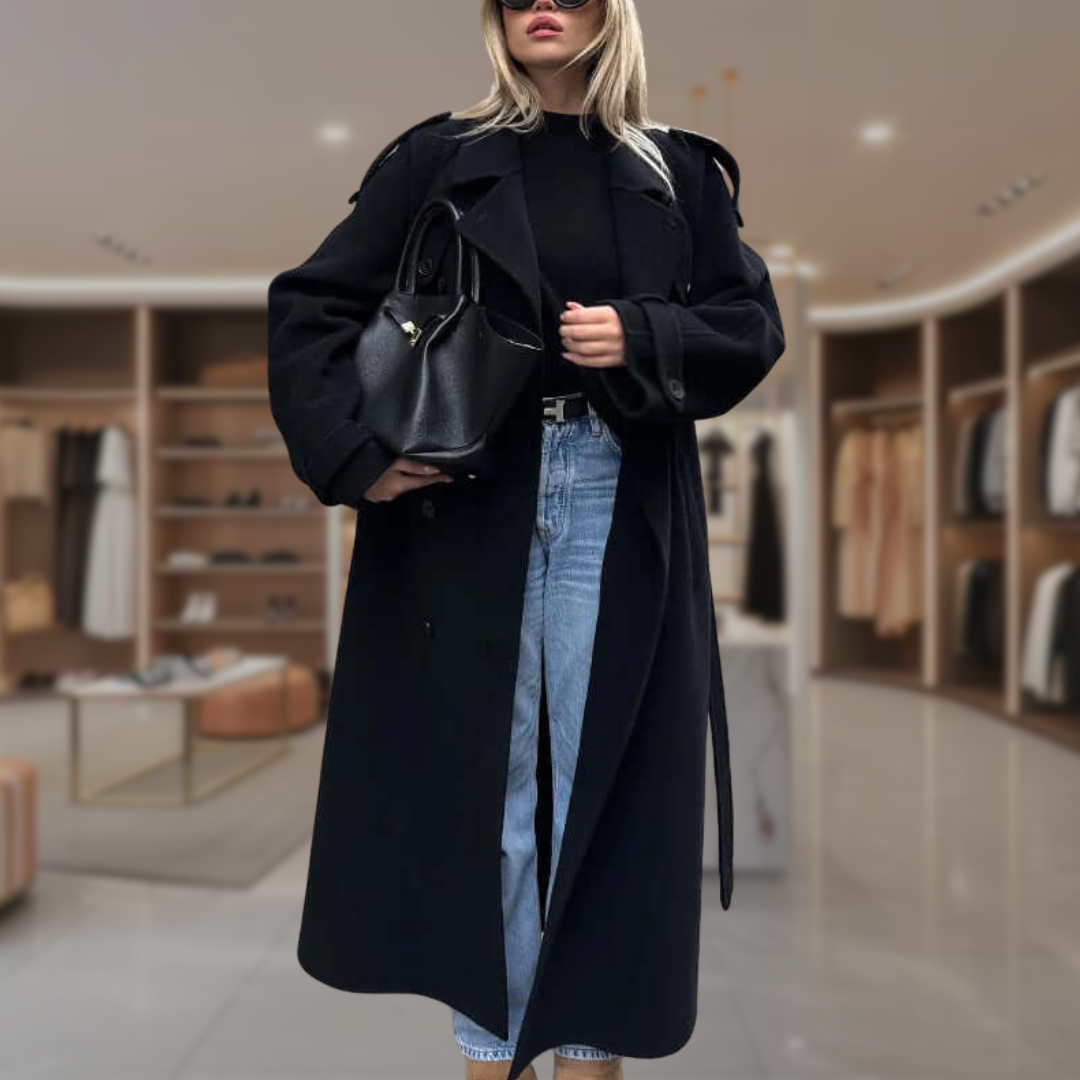 Women’s Double Breasted Wool Overcoat | Tiffany