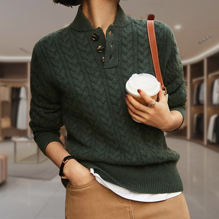 Women's Cable Knit Mock Neck Sweater | Aspen