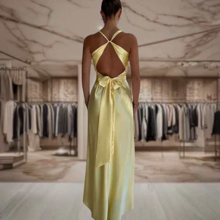 Women’s Ruched Satin Maxi Dress | Sandra