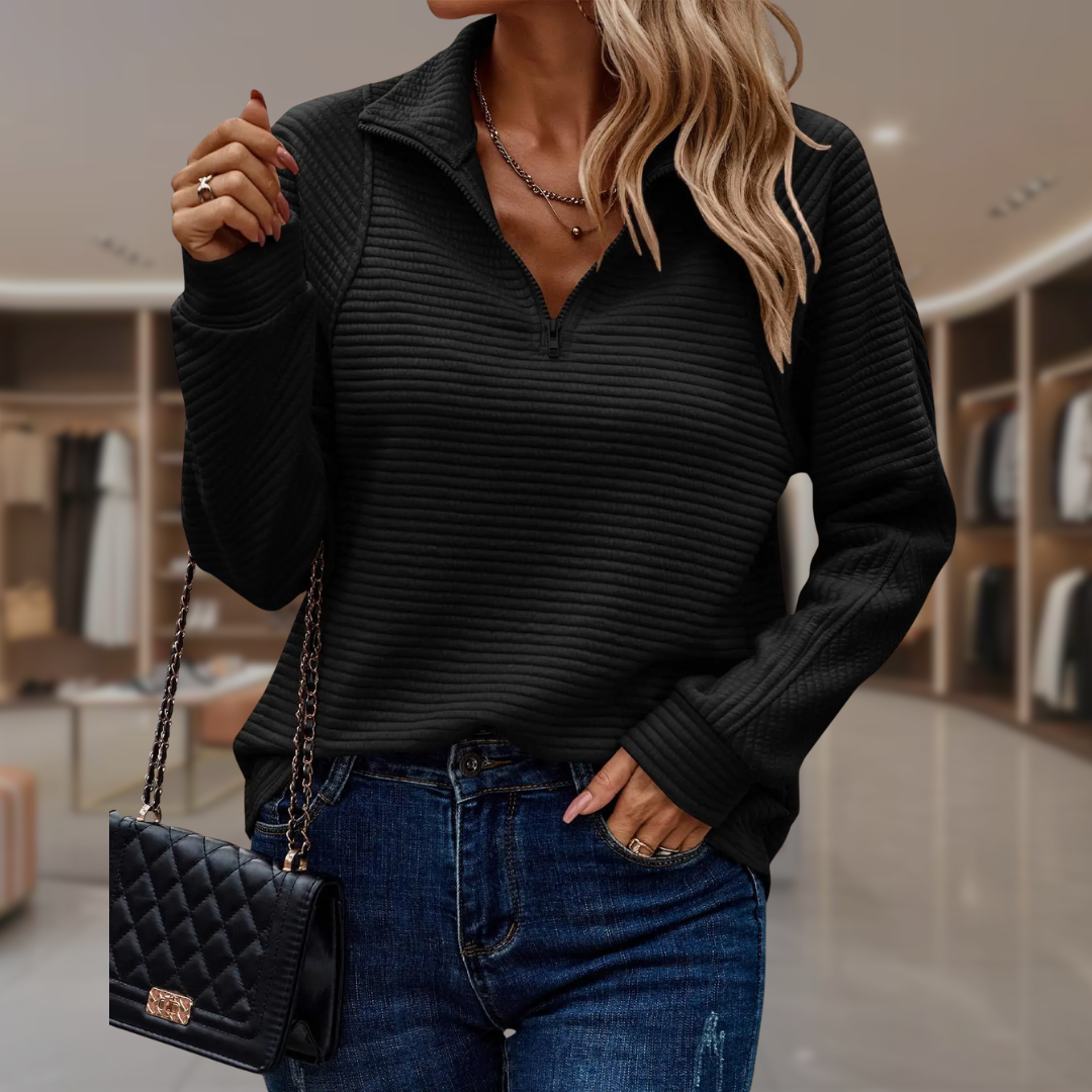 Women’s Textured Half Zip Pullover Sweater | Caye