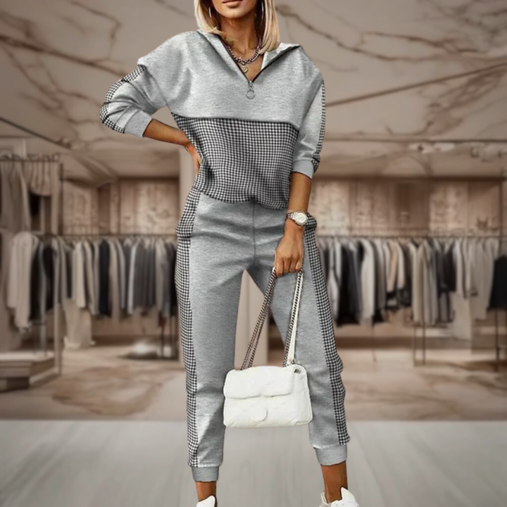 Women’s Checkered Quarter Zip Sweater Set | Jaylen