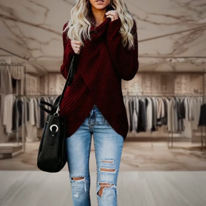 Women’s Chunky Knit Cowl Neck Sweater | Emilee