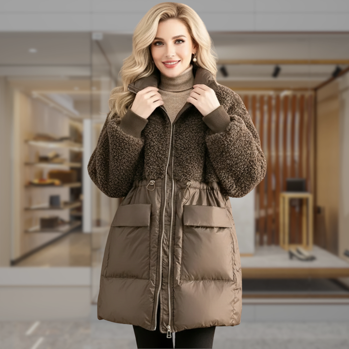 Women's Sherpa Puffer Coat Hooded | Pamela