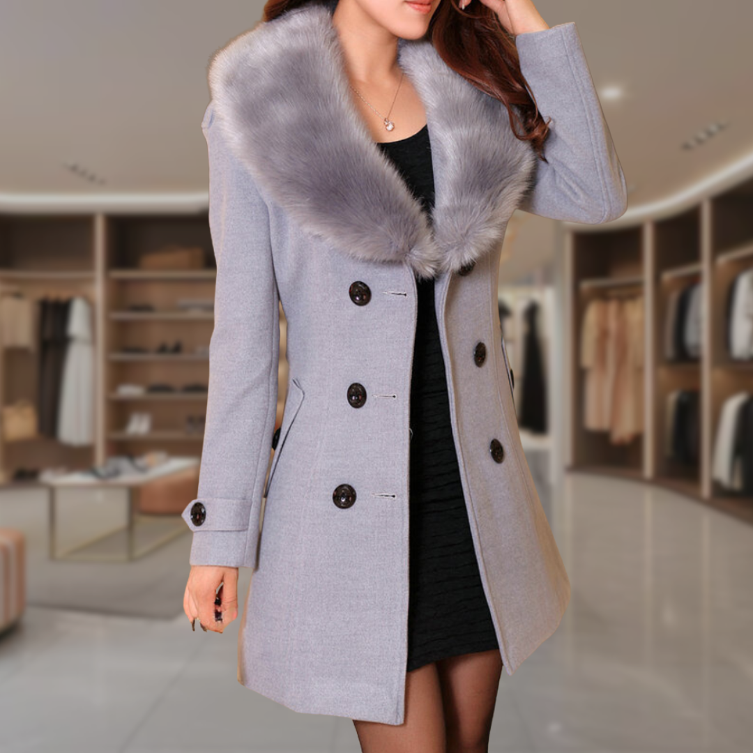 Women’s Faux Fur Double Breasted Coat | Aubrie