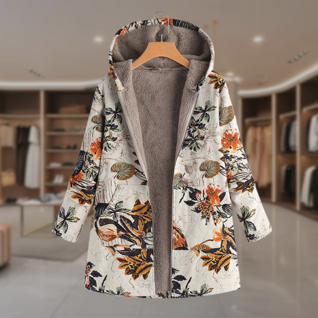 Women’s Floral Hooded Wool Overcoat | Kathy