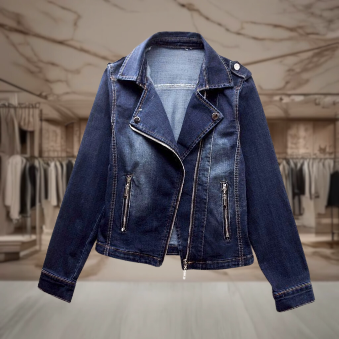 Women’s Denim Moto Biker Jacket | Riya