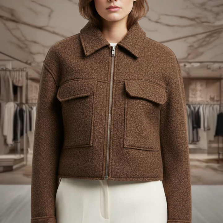 Women’s Suede Cropped Biker Jacket | Clara