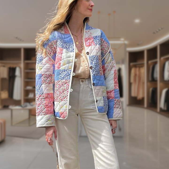 Women's Geometric Quilted Bomber Jacket | Phoebe