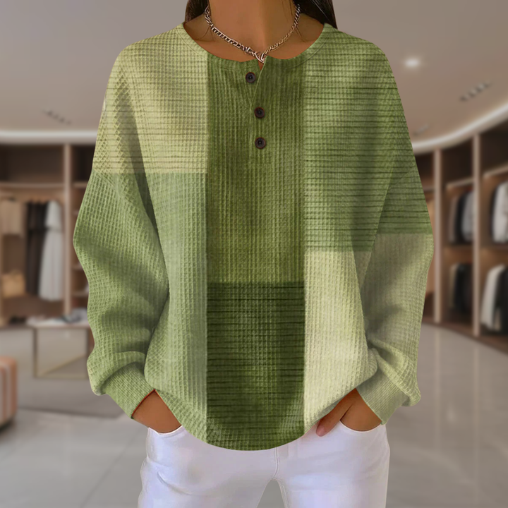 Women's Waffle Knit Henley Pullover Sweater | Jacey