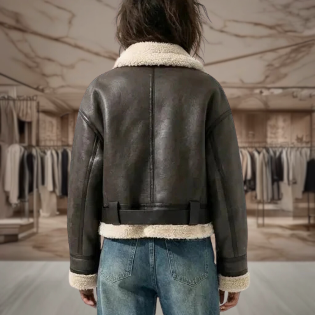 Women's Oversized Shearling Moto Jacket | Elsie