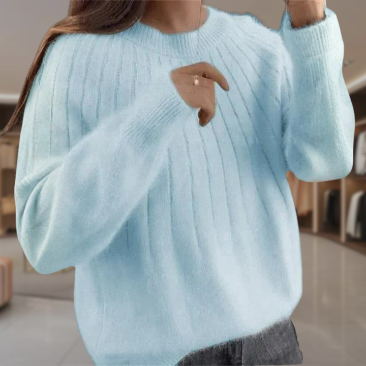 Women's Oversized Crewneck Knit Sweater | Lizeth