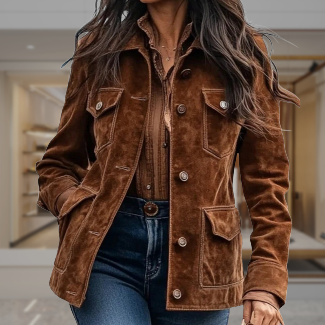 Women's Suede Utility Jacket | Emma