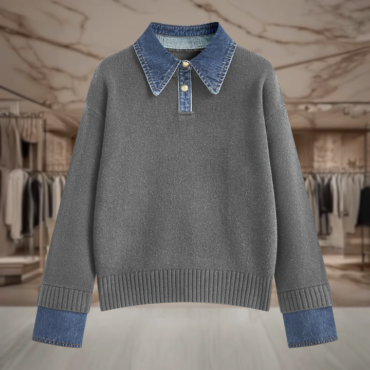 Women's Cotton Crewneck Knit Sweater | Riley