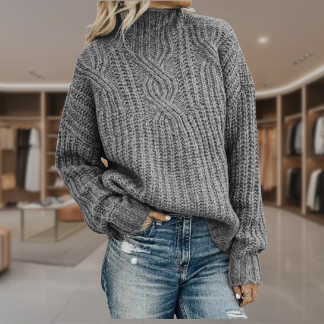 Women’s Cable Knit Mock Neck Sweater | Raina