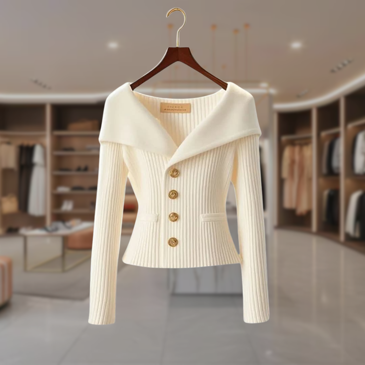 Women's Off Shoulder Button Up Cardigan Sweater | Karla